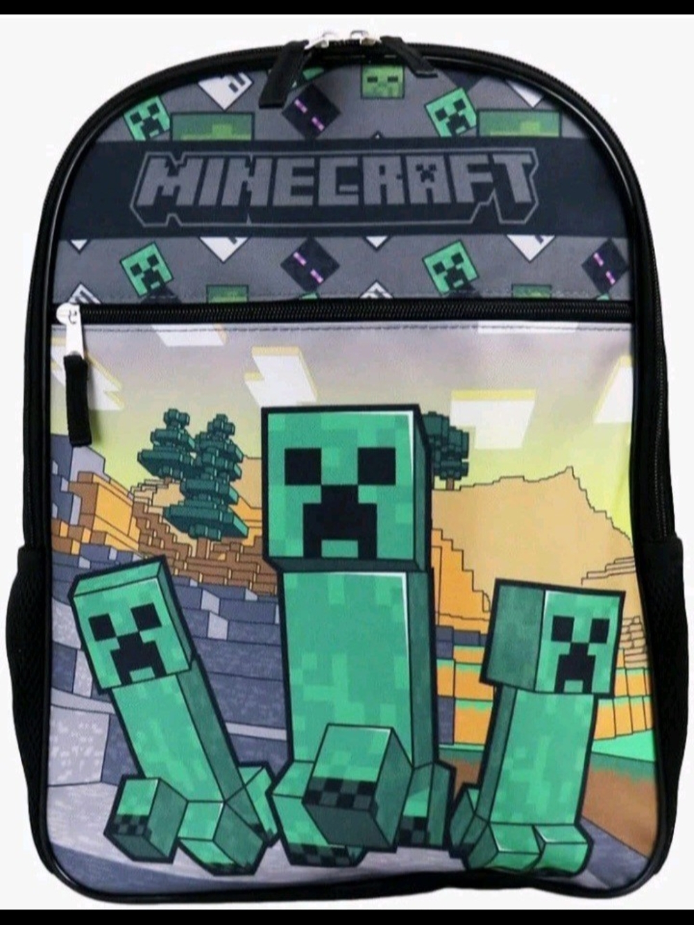 Minecraft Creeper & Mobs 16" Backpack School Book Bag